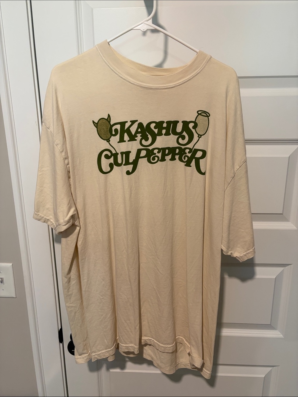 Comfort Colors Cream Tee with Olive Green Chest Graphic